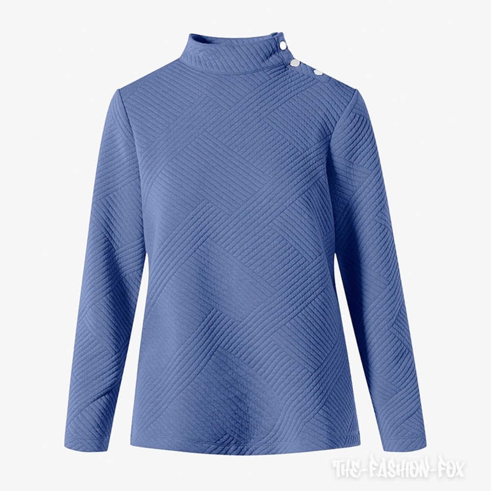 Chico's Weekends Snap-Detail Mock-Neck Quilted Sweatshirt Top Size 0 4/6 S NWT